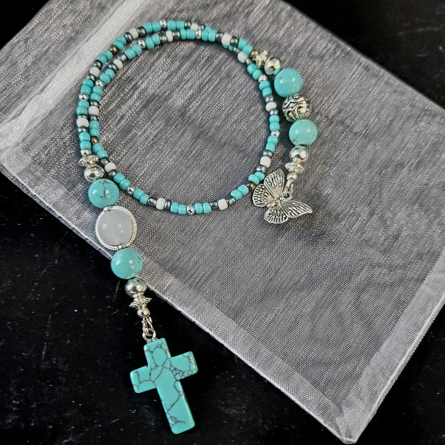 The Turquoise Cross Bookmark, Book Charm, Book Jewelry