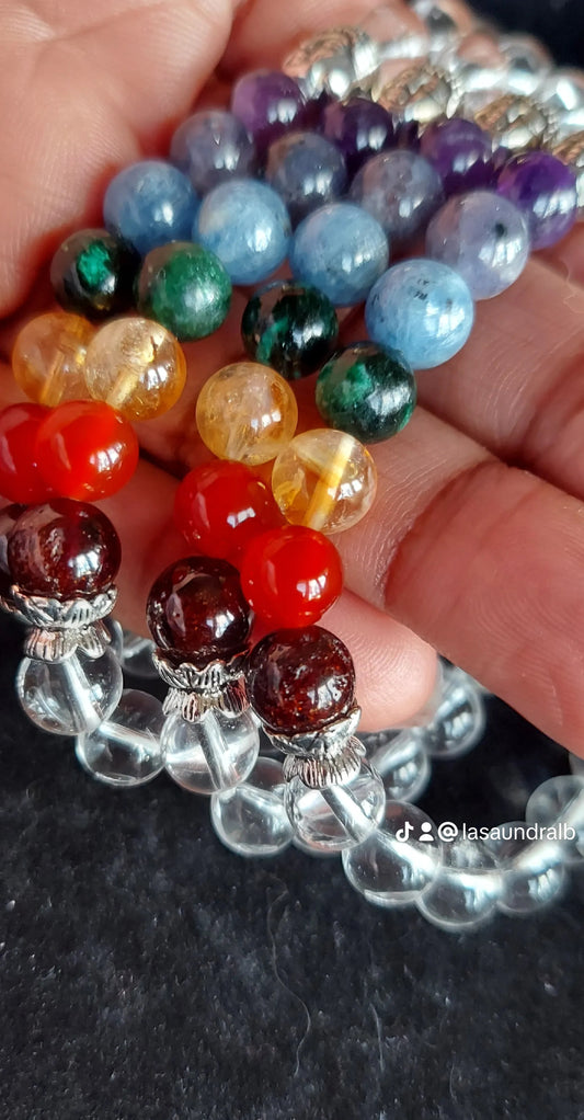 7 Chakras "Illuminated" Gemstone Crystal Bracelet